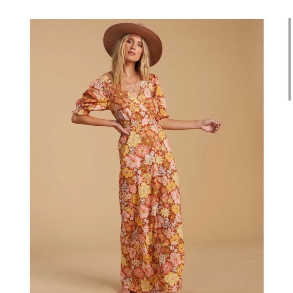 NWT Billabong Puff Sleeve Midi Dress